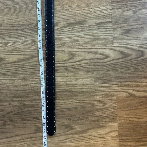 Western Vamp Black Studded‎ Oval Rhinestone Buckle Boho Belt - Picture 3 of 4